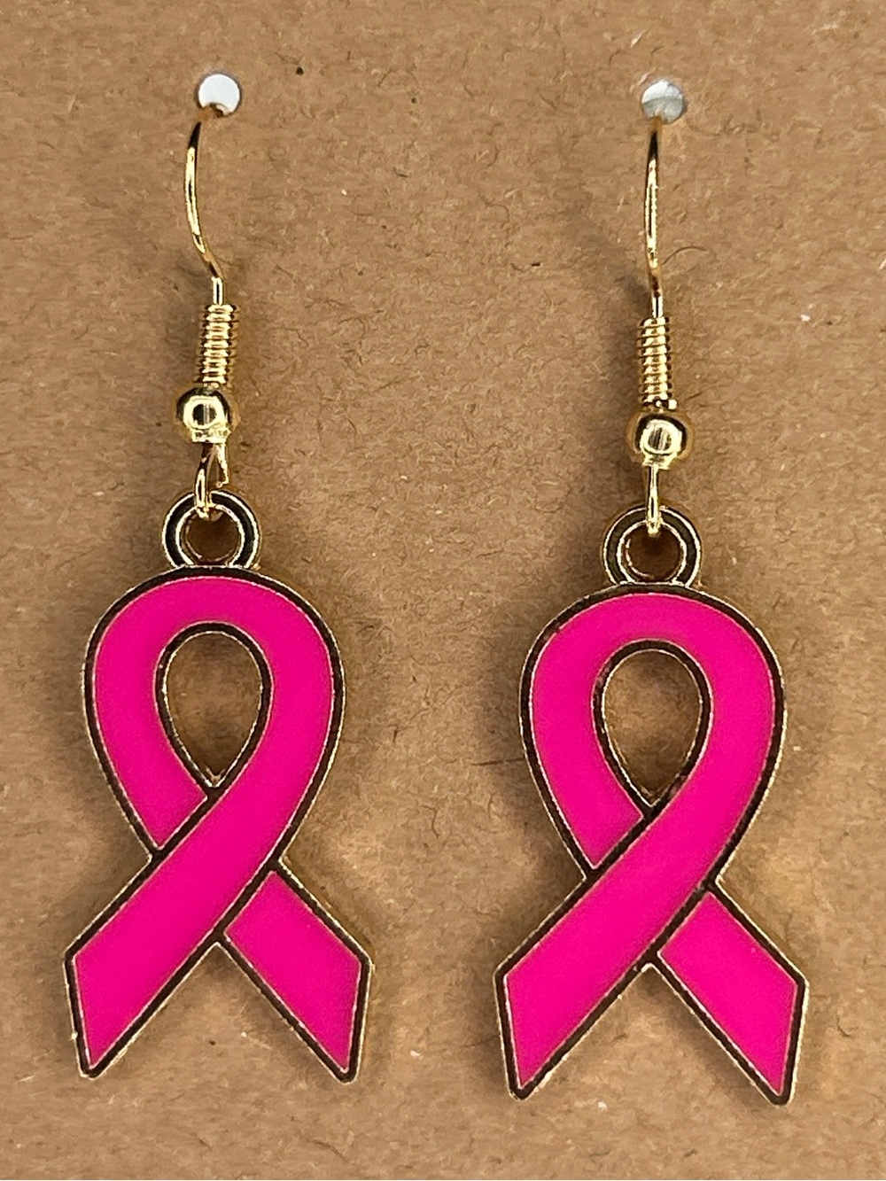 Pink Ribbon Drop Earrings - Women Fashion Jewelry